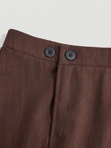 Sweetra Rok Kasual Serbaguna Ukuran Besar dengan Motif Renda untuk Pemakaian Sehari-hari di Musim Gugur - Coklat - View 4