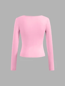 SHEIN EZwear 3件組女款純色方領長袖休閒百搭T恤 - 彩色 - 查看 9