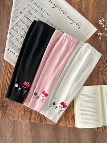SHEIN 3件組女嬰可愛印花褲子，加厚款，適合秋冬穿著，保暖舒適 - 彩色 - 查看 6