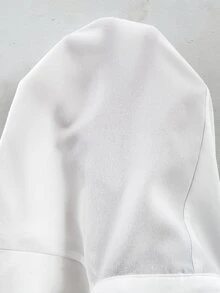 SHEIN LUNE Plus Size Women's White Cinched Waist Collared Button-Down Long Sleeve Shirt, All-Season, Professional Commuter, Smart Casual, Daily Wear, Work Outfit - White - View 9