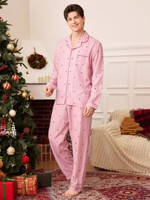 CoupledUp Christmas Couple Christmas Tree Men's Loungewear Set - Multicolor - View 2