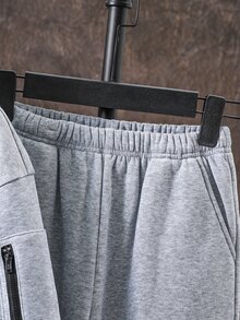 SHEIN Tween Boy Letter Graphic Kids Hoodie And Pants Casual Daily Outfit Set - Grey - View 5