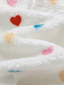 SHEIN Baby Girl Knit Solid Color Faux Fur Colorful Heart Pattern Hooded Casual Jacket And Long Pants 2 Pieces Set - Multicolor - View 8