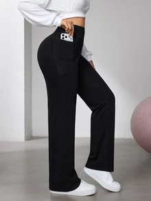 Flexra Fashionable Sports Casual Wide Leg Washed Denim Jeans - Black - View 5
