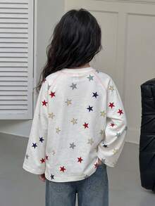 Dazy Kids Young Girl Cute Cartoon Pattern Print Long Sleeve T-Shirt - White - View 9