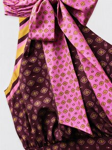 Nöista Women's All-Over Print Halter Neck Knot Detail Fashion Long Dress - Burnt Orange - View 12