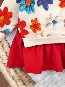 SHEIN 女嬰拼色印花圖案運動衫洋裝，適合秋冬、聖誕節與萬聖節 - 彩色 - 查看 5