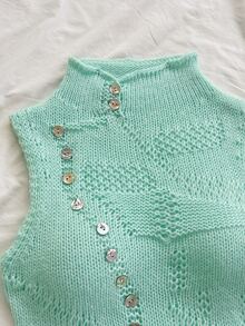 Soleia Women's Sweet Button Hollow Knit Top For Dating - Green - View 5