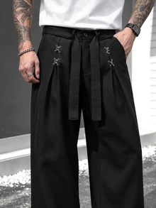 SLATEMANN Men's Casual Button Pleated Pants For Vacation And Travel - Black - View 5