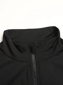 SHEIN Pakaian Anak Perempuan Remaja Musim Gugur/Dingin: Jaket Rajut Kasual Sehari-hari dengan Motif Huruf Warna Hitam Polos dan Celana Panjang Model Flare dengan Potongan Warna di Pinggang, Cocok untuk Kembali ke Sekolah. - Hitam - View 5