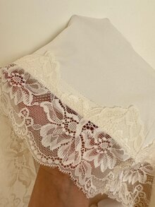 Siren Gaze Autumn/Winter New Lace Patchwork Waist-Cinching Top - Apricot - View 8