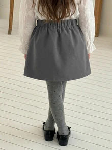 Dazy Kids Young Girl Bow Decor Casual Versatile Mini Skirt - Grey - View 8