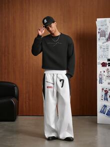 TOKVUE Men's Letter & Number Print Casual Daily Wear Long Pants - White - View 3