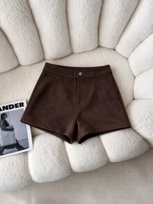 INAWLY Women's Solid Color Simple & Fashionable Pants, Suitable For Summer - Brown - View 3