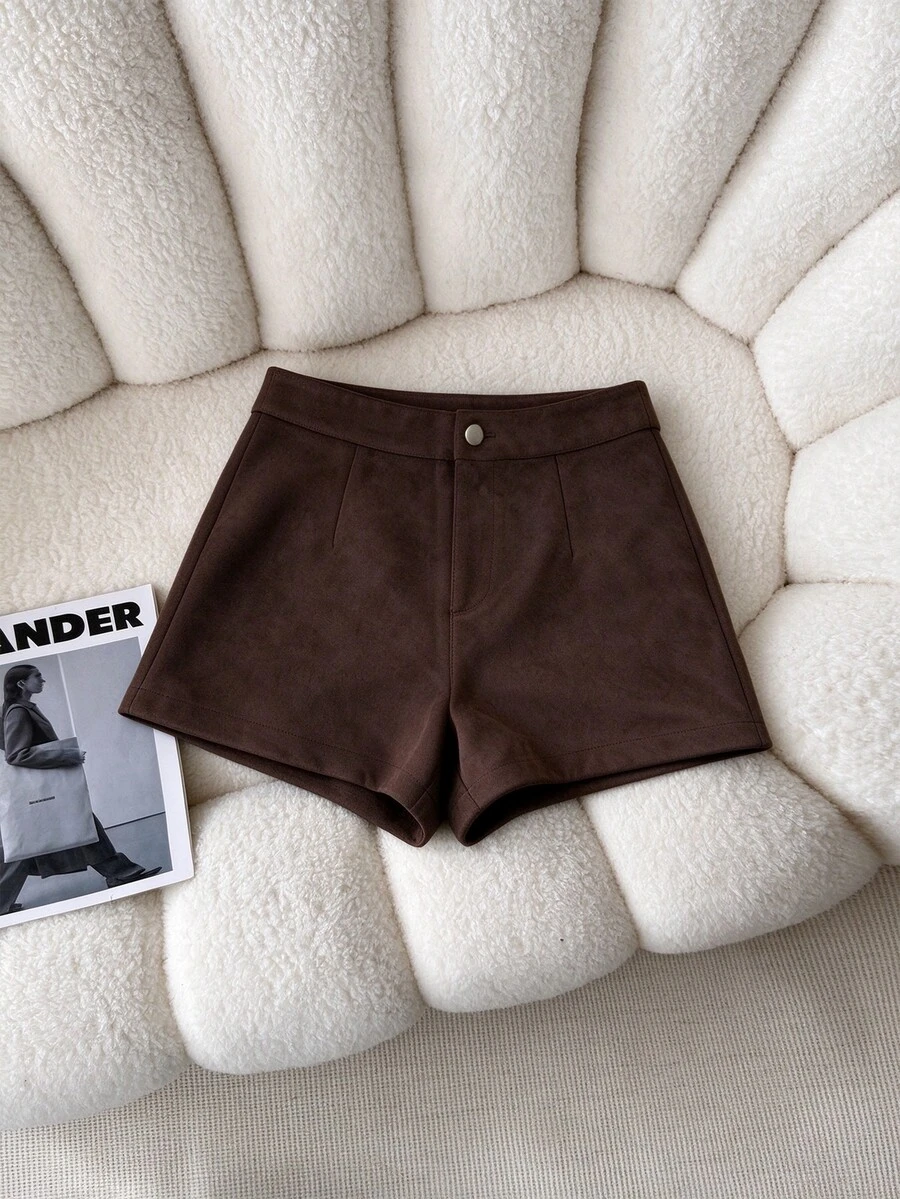 INAWLY Women's Solid Color Simple & Fashionable Pants, Suitable For Summer - Brown - View 1