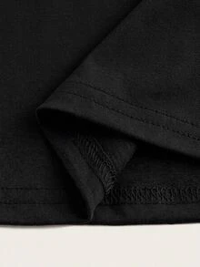 SHEIN Essnce Casual Minimalist Knit Women's Long Sleeve Fitted 2 Pieces Set - Black - View 3