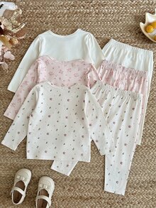 6PCS Baby Girls T-Shirt Co-Ords - Multicolor - View 2