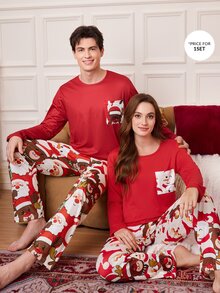 CoupledUp طقم ملابس منزلية رجالي بطبعة كرتونية لعيد الميلاد - متعدد الألوان - مشاهدة 1