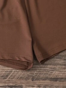 Tween Girl Solid Color Casual Soft Girl Versatile Daily Skirt Formal Birthday Coffee Brown - Brown - View 5