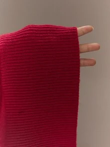 TypaGal Fall Winter Y2k Sexy Going Out Basic Chic Party Halloween Luxury Red Christmas Women's Asymmetrical Shoulder Long Sleeve Button Design Sweater - Burgundy - View 8