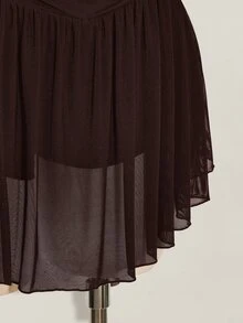 SHEIN ICON Women's Plus Size Retro Goth Sexy Fashion Individual Simple Elegant Y2K Black Strapless Mesh Dress With Gathered Chest Going Out Rave Summer - Brown - View 8