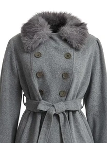 Trelyra Elegant Comfortable French Vintage Commute Chic Design High-End Versatile Fur Collar Overcoat - Grey - View 6