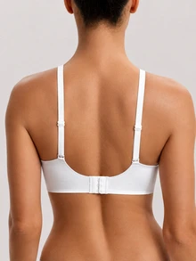 Barelissa 2pcs Women's Seamless Jelly Glue Strong Support Non-Removable Cotton Cup Wire-Free Deep V Neck Bra - White - View 3