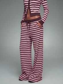 Nooralise Women's Casual Striped Print Sports Long Pants - Brown - View 7