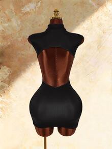 Amplova Women's Wild Tiger Print Cutout Backless Mini Dress - Black - View 4