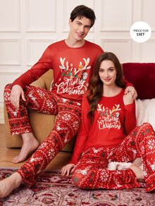 CoupledUp Men's Funny Cow & Horse Print Long Sleeve Top And Pants Loungewear Set - Multicolor - View 6