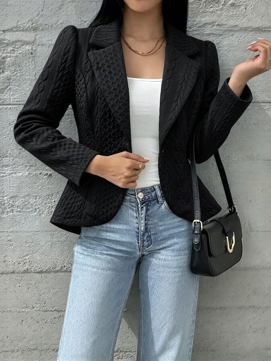 Holdful Holdful Women's Solid Color Casual Versatile Daily Long Sleeve Jacket - Black - View 1