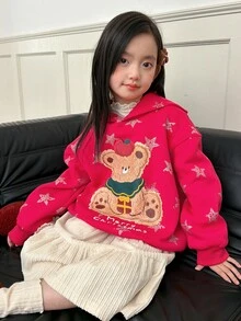 DAZY Tween Girl Cute Letter Print Long Sleeve Sweatshirt Sweatshirt - Red - View 7