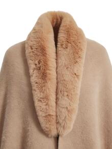 Trelyra Women's Plush Patchwork Casual Versatile Daily Wear Cardigan - Camel - View 6