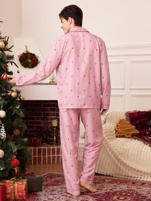 CoupledUp Christmas Couple Christmas Tree Men's Loungewear Set - Multicolor - View 3