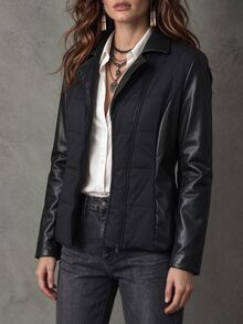 Yalmera Women's Solid Color Casual Versatile Daily Wear Winter Padded Coat - Black - View 4