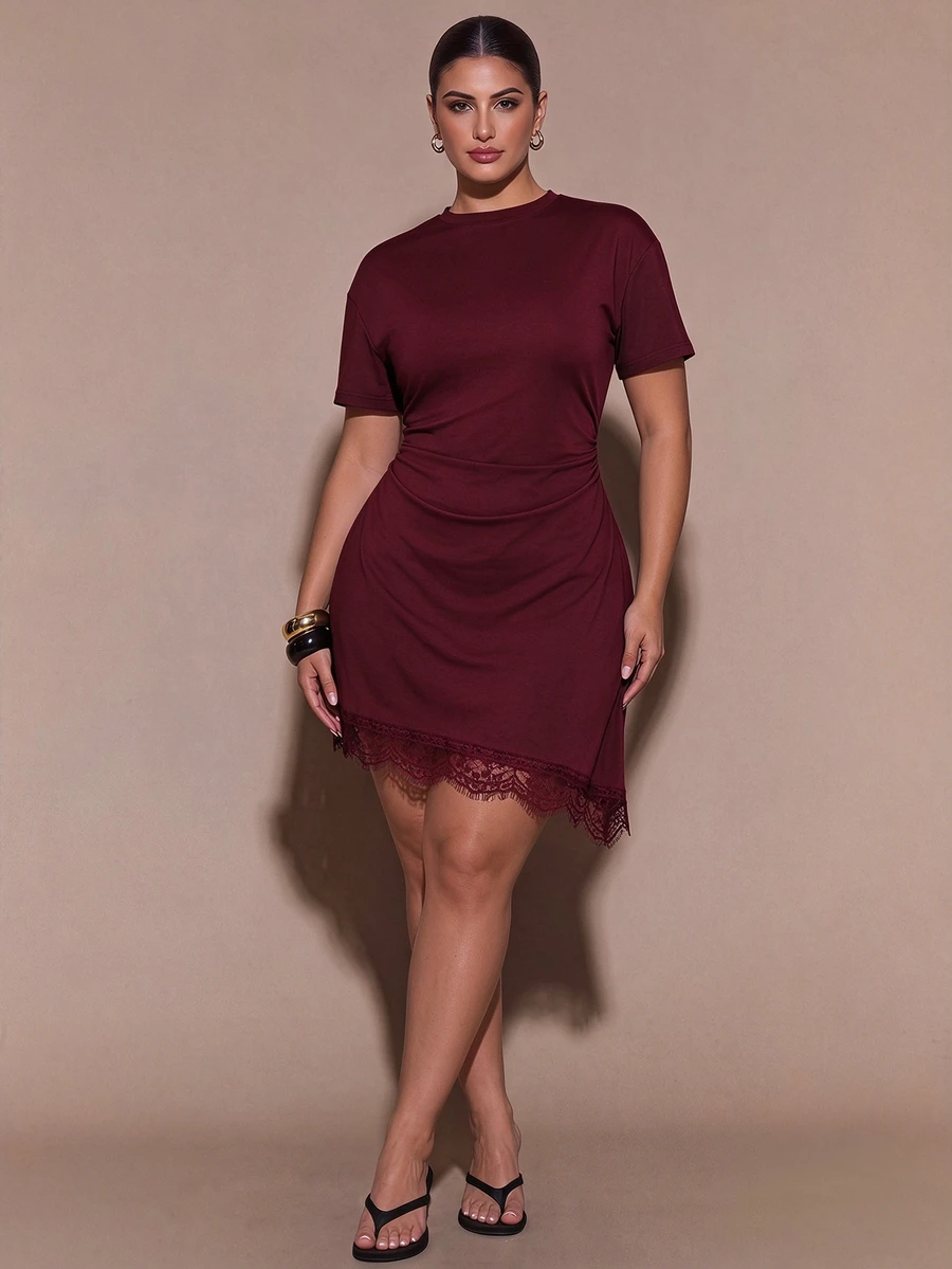 SHEIN BAE CURVE 大尺碼時尚且充滿青春氣息，實用百搭，適合多種場合穿著，包括休閒通勤、工作、萬聖節 - 紫紅色 - 查看 1