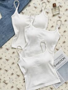 Tseoso 3PCS Women Tank Tops & Camis - White - View 3