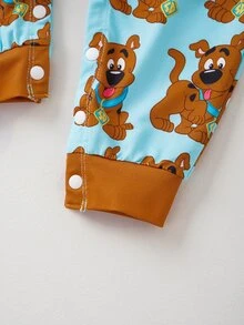 SCOOBY-DOO X SHEIN 男嬰圓領長袖休閒連身褲 SCOOBY-DOO - 薄荷綠 - 查看 5