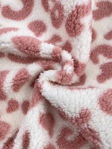 SHEIN Baby Girl Leopard Print Long Sleeve Autumn Winter Jacket And Pants Casual Daily Outfit - Pink - View 5