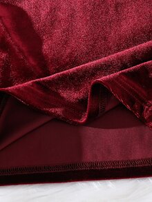 SHEIN 女童純色休閒日常長袖T恤 - 酒紅色 - 查看 6