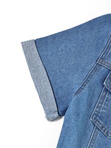 GlowEve Women's Pleated Casual Daily Summer Denim Dress - Blue - View 3