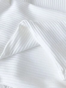 SHEIN Ribbstickade bodysuits med hög hals för babypojkar, enfärgade vita långärmade bodysuits med hög hals, 3 st/pack - Vitt - Visa 11