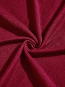 Poshavie Poshavie فستان نسائي فاخر بمقاسات كبيرة، تصميم كتف غير متماثل، فستان مرن، مناسب للحفلات وشاي بعد الظهر الفاخر - عنابي اللون - مشاهدة 8