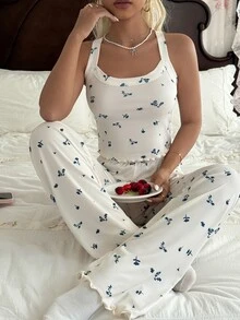 CottageSlumber Women's Floral Print Top And Long Pants Casual Daily Home Pajama Set - Multicolor - View 6