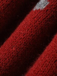 DAZY Women's Round Neck Polka Dot Loose Fit Casual Pullover Sweater - Red - View 7