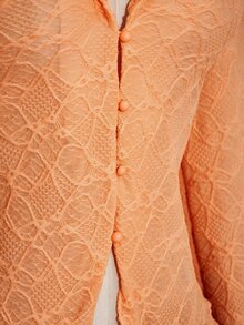 SHEIN ICON ICON PLUS 生菜邊飾不對稱下擺透視上衣 無內衣設計 大尺碼女式襯衫-1891，Y2k/秋季/冬季 - 橘色 - 查看 8