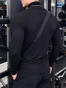 Gym Rark 男士啞鈴圖案印花長袖運動T恤 - 黑色 - 查看 2