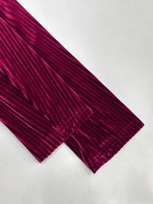 SHEIN Raffinéa Women's Elegant Luxury 2 Pieces Set, Wine Red Dress With Velvet Blazer Jacket Autumn/Winter Formal Office Commute , Dinner Party - Burgundy - View 5