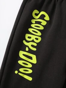 SCOOBY-DOO X SHEIN Baby Boy Cartoon Print Sweatshirt And Jogger Pants Set - Black - View 7