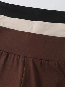 SHEIN 青少年女孩休閒百搭日常上學寬腰直筒運動長褲 3件組，秋冬款 - 彩色 - 查看 3